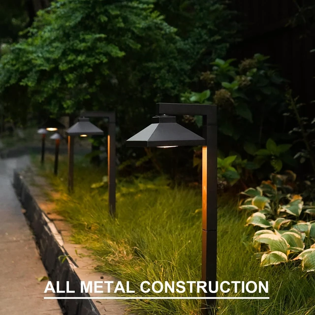 Alt view image 3 of 7 - GOODSMANN Low Voltage Landscape Lights 2PK Landscape Lighting 1.5W LED 100 Lumen 12V AC Walkway Lights Wired Warm White with Cable Connectors Metal Stakes Compatible with Landscape Transformer