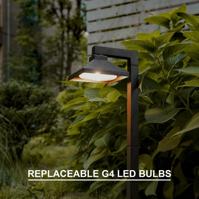 Alt view image 5 of 7 - GOODSMANN Low Voltage Landscape Lights 2PK Landscape Lighting 1.5W LED 100 Lumen 12V AC Walkway Lights Wired Warm White with Cable Connectors Metal Stakes Compatible with Landscape Transformer