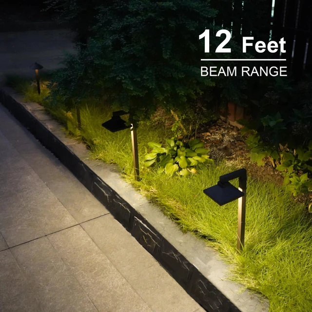 Alt view image 6 of 7 - GOODSMANN Low Voltage Landscape Lights 2PK Landscape Lighting 1.5W LED 100 Lumen 12V AC Walkway Lights Wired Warm White with Cable Connectors Metal Stakes Compatible with Landscape Transformer