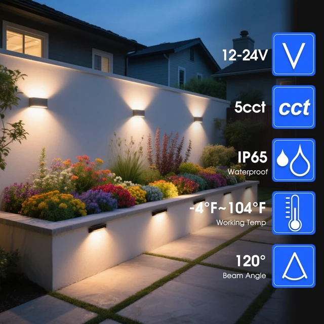 Alt view image 4 of 7 - Energetic 5CCT Low Voltage LED Outdoor Step Lights Deck Landscape Lighting | 5CCT Selectable (2200K-5000K); 12V AC/DC Low Voltage, 5W & 100LM Energy Efficient; IP65 Waterproof; 8-Inch Aluminum Housing