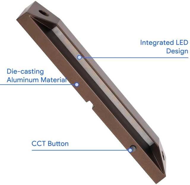 Alt view image 5 of 7 - Energetic 5CCT Low Voltage LED Outdoor Step Lights Deck Landscape Lighting | 5CCT Selectable (2200K-5000K); 12V AC/DC Low Voltage, 5W & 100LM Energy Efficient; IP65 Waterproof; 8-Inch Aluminum Housing