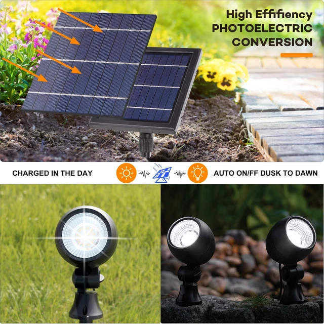 Alt view image 2 of 7 - SUNLONG Solar Spot Lights Outdoor Waterproof for Tree Yard 2X 16.4Ft Wires | Solar Powered, 2 Extension Cord,Wall Mounted,Ground Stake,Dusk to Dawn,Auto On/off,Ideal for Landscape Garden Pathway,6000K
