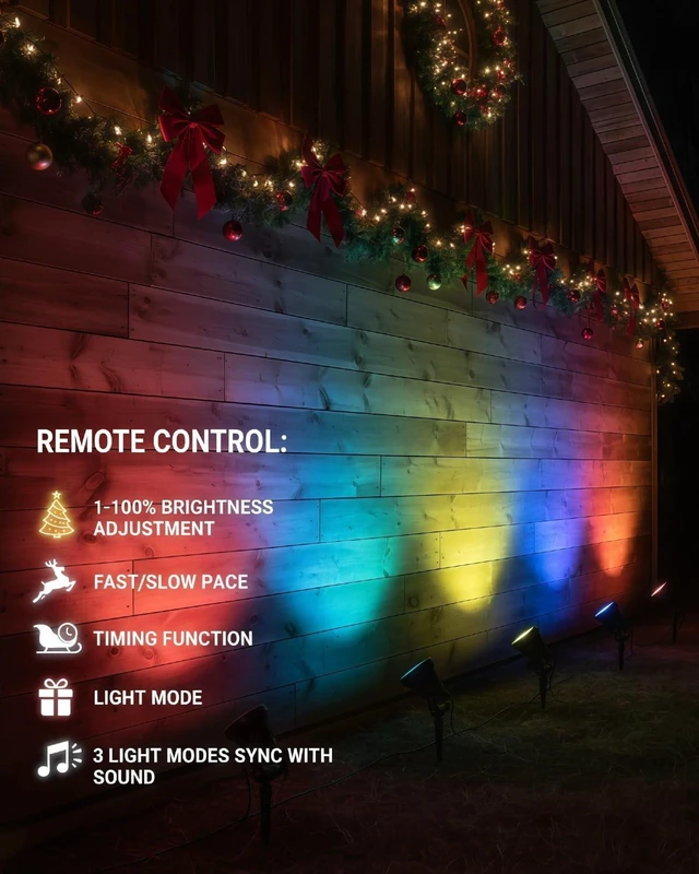 Alt view image 4 of 7 - LightSeek RGB Landscape Outdoor SpotLights with APP & Remote Control | Waterproof Color Changing LED Spotlights for Yard Garden Path House Halloween Christmas Decoration Outside Tree, 6 in 1