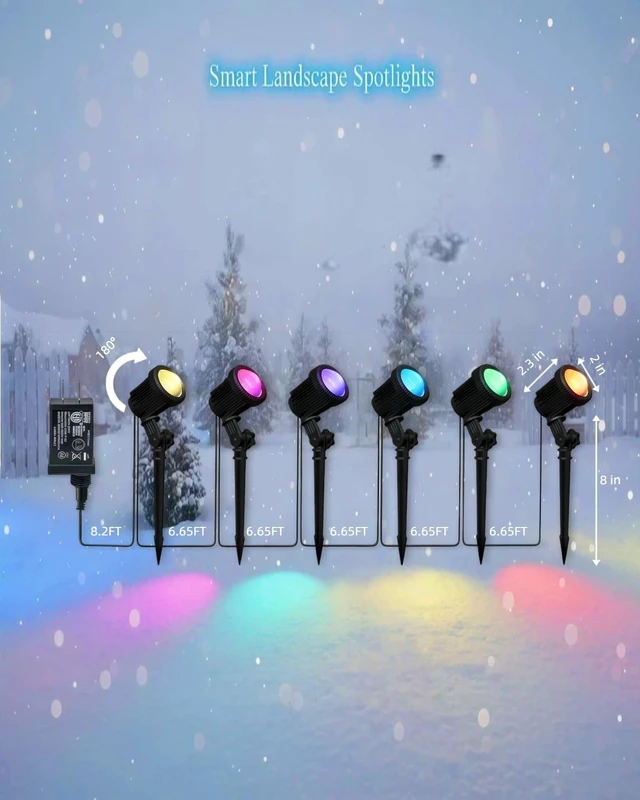 Alt view image 5 of 7 - LightSeek RGB Landscape Outdoor SpotLights with APP & Remote Control | Waterproof Color Changing LED Spotlights for Yard Garden Path House Halloween Christmas Decoration Outside Tree, 6 in 1