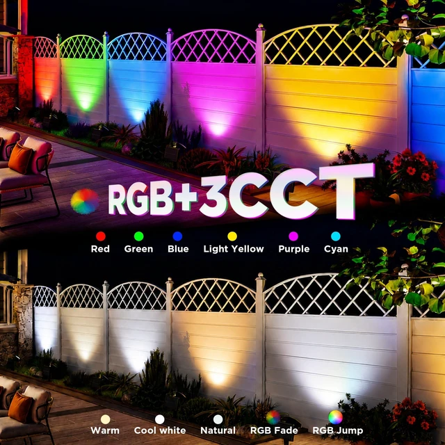 Alt view image 5 of 7 - BlcTec Solar Spot Lights Outdoor, Upgraded Convex Lens Brighter Landscape Uplights IP68 Waterproof, 10 Colors+2 RGB Modes Spotlights for Garden Yard Path Halloween Christmas Decorations, 6 Packs