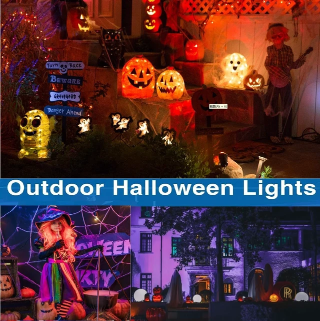Alt view image 5 of 6 - ELEGLO Halloween Spotlight Outdoor 120V RGBW Landscape Spotlight,Color Changing,Landscape Lighting with Remote,IP65 Landscape Lights 16 Colors +Warm White with US 3 Prong(8Pack)