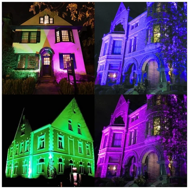 Alt view image 6 of 6 - ELEGLO Halloween Spotlight Outdoor 120V RGBW Landscape Spotlight,Color Changing,Landscape Lighting with Remote,IP65 Landscape Lights 16 Colors +Warm White with US 3 Prong(8Pack)