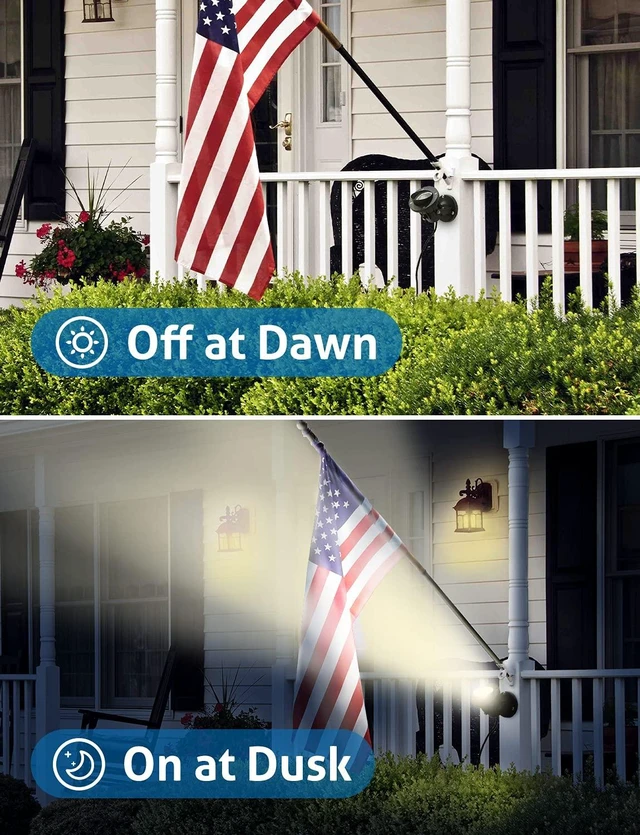 Alt view image 3 of 7 - SUNVIE 20W Spot Lights Outdoor with Photocell Sensor, Dusk to Dawn LED Landscape Spotlights, Waterproof 120V 2000LM 3000K Landscape Lighting for Yard Flag Tree Garden 6 FT US 3-Plug in Cord, 2 Pack