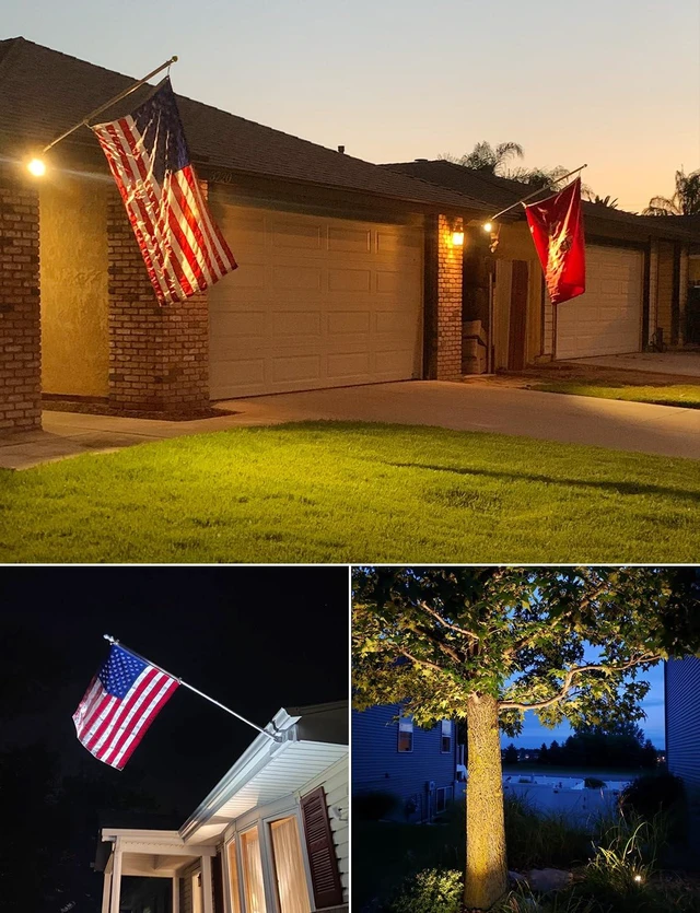 Alt view image 6 of 7 - SUNVIE 20W Spot Lights Outdoor with Photocell Sensor, Dusk to Dawn LED Landscape Spotlights, Waterproof 120V 2000LM 3000K Landscape Lighting for Yard Flag Tree Garden 6 FT US 3-Plug in Cord, 2 Pack
