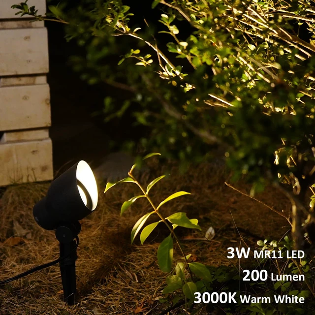 Alt view image 5 of 7 - GOODSMANN Low Voltage Spotlights 8PK 12V AC Landscape Lighting Kit 3W Replaceable LED Bulb Spot Lights 200 Lumen Warm White Outdoor Hardwired Floodlights with Connectors and Metal Stakes