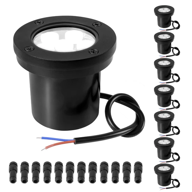 Main image of INTWELL Low Voltage Landscape Well Lights, Outdoor LED Ground Lights for Garden, Lawn Pathway Backyard, Patio Walkway Decor 8Pack Black (Cool White(6000K))