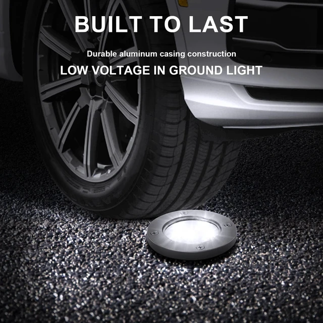 Alt view image 2 of 7 - INTWELL Low Voltage Landscape Well Lights, Outdoor LED Ground Lights for Garden, Lawn Pathway Backyard, Patio Walkway Decor 8Pack Black (Cool White(6000K))