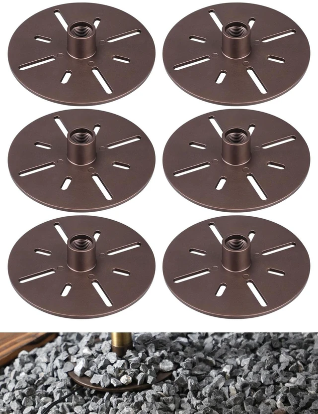 Main image of LEONLITE 6-Pack Low Voltage Landscape Path Light Stability Plate | 1/2" NPT Thread, Aluminum, for LED Light Outdoor Landscape Pathway Light, Bronze
