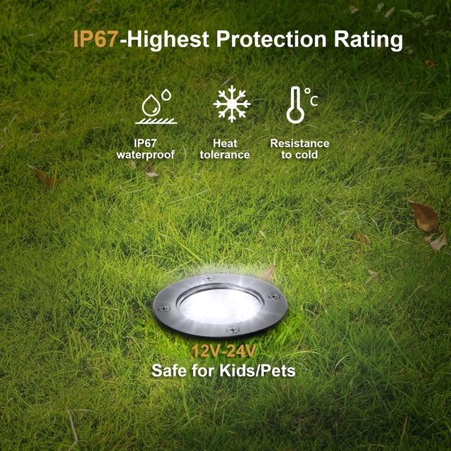 Alt view image 3 of 7 - INTWELL Low Voltage Landscape Well Lights, Outdoor LED Ground Lights for Garden, Lawn Pathway Backyard, Patio Walkway Decor 8Pack Black (Cool White(6000K))