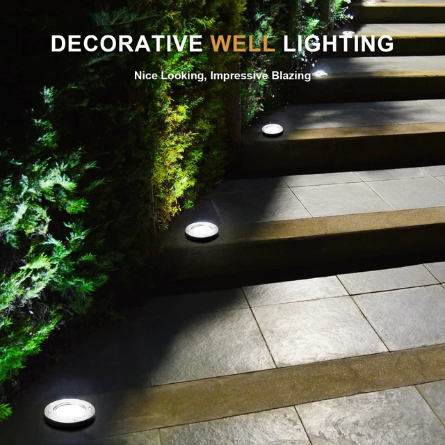 Alt view image 6 of 7 - INTWELL Low Voltage Landscape Well Lights, Outdoor LED Ground Lights for Garden, Lawn Pathway Backyard, Patio Walkway Decor 8Pack Black (Cool White(6000K))