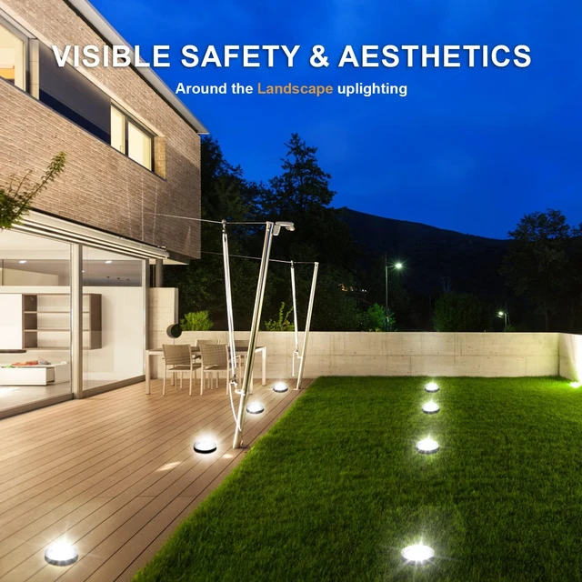 Alt view image 7 of 7 - INTWELL Low Voltage Landscape Well Lights, Outdoor LED Ground Lights for Garden, Lawn Pathway Backyard, Patio Walkway Decor 8Pack Black (Cool White(6000K))