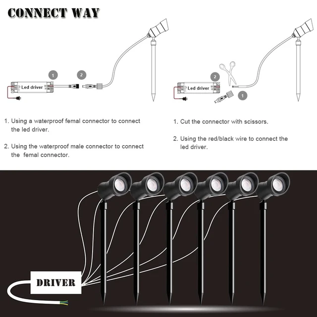 Alt view image 6 of 7 - YASHIDA Outdoor Landscape LED Lighting DC12-24V 3W IP67 360 Degree Universal Rotary Led Spike Light kit Waterproof Led Spotlight with Spike Pole for Lawn Decorative Lamp Warm White 2700K