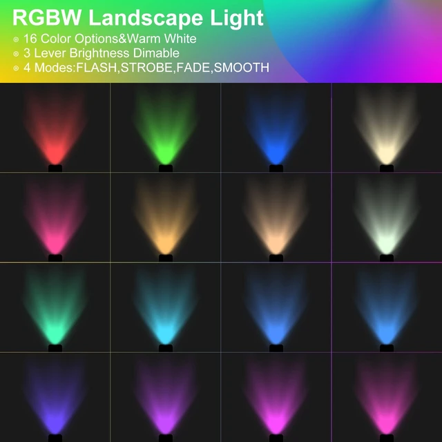 Alt view image 4 of 7 - ELEGLO Halloween Spotlights Outdoor 12V Color Changing Landscape Lights with Remote Control 5W Landscape Lighting LED Colored Spot Lights Outdoor for Garden Decorative (5, Watts)