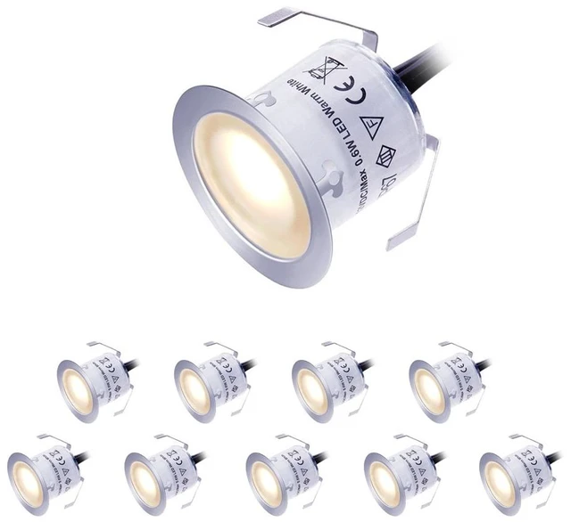 Main image of LED Deck Lights Kit 12V Low Voltage Waterproof IP67 Warm White Recessed Deck Lighting In Ground Light for Step Stair Garden Patio Wood Floor Outdoor Landscape Accent Lights Fixtures(Pack of 10)