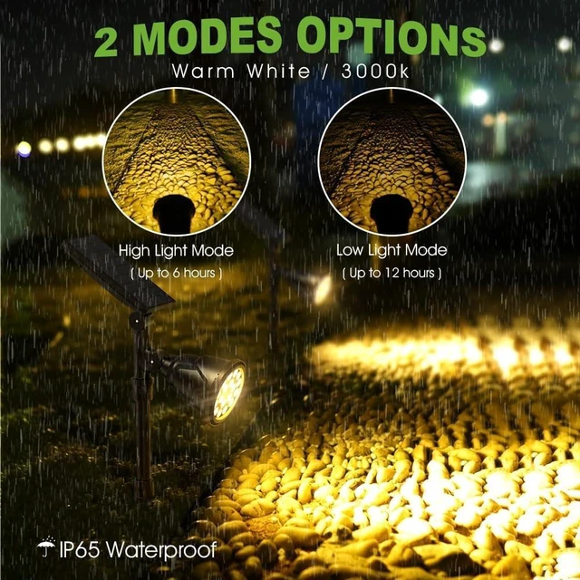 Alt view image 3 of 7 - DBF Solar Outdoor Lights, 600LM Solar Spot Lights Outdoor Waterproof, 18 LED Auto On/Off Landscape Lighting Flag Pole Light for Garden Yard Pathway Garage Pool Patio(Warm White, 4 Pack)