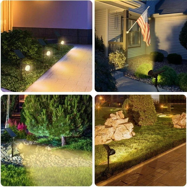 Alt view image 6 of 7 - DBF Solar Outdoor Lights, 600LM Solar Spot Lights Outdoor Waterproof, 18 LED Auto On/Off Landscape Lighting Flag Pole Light for Garden Yard Pathway Garage Pool Patio(Warm White, 4 Pack)