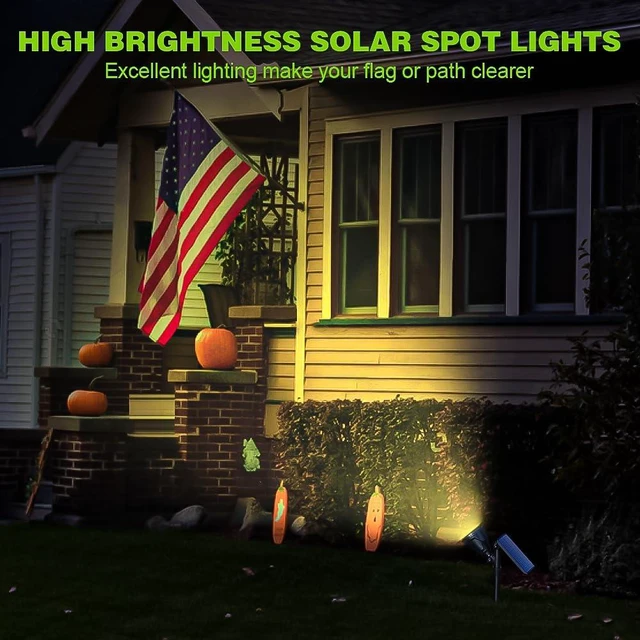 Alt view image 5 of 7 - DBF Solar Outdoor Lights, 600LM Solar Spot Lights Outdoor Waterproof, 18 LED Auto On/Off Landscape Lighting Flag Pole Light for Garden Yard Pathway Garage Pool Patio(Warm White, 4 Pack)