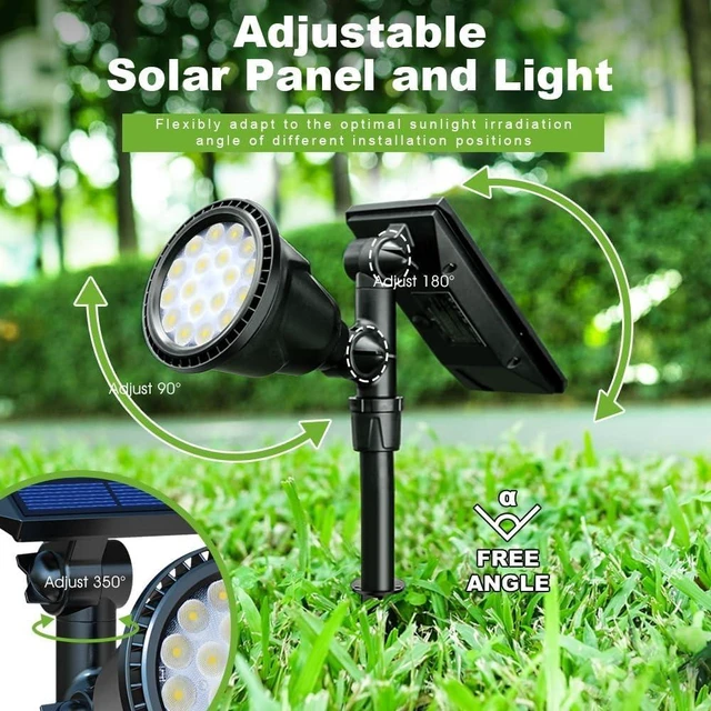 Alt view image 7 of 7 - DBF Solar Outdoor Lights, 600LM Solar Spot Lights Outdoor Waterproof, 18 LED Auto On/Off Landscape Lighting Flag Pole Light for Garden Yard Pathway Garage Pool Patio(Warm White, 4 Pack)