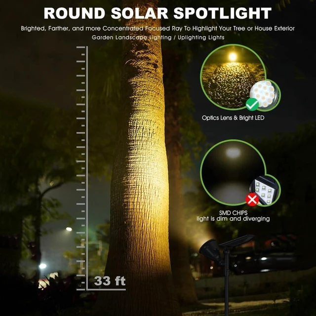 Alt view image 2 of 7 - DBF Solar Outdoor Lights, 600LM Solar Spot Lights Outdoor Waterproof, 18 LED Auto On/Off Landscape Lighting Flag Pole Light for Garden Yard Pathway Garage Pool Patio(Warm White, 4 Pack)