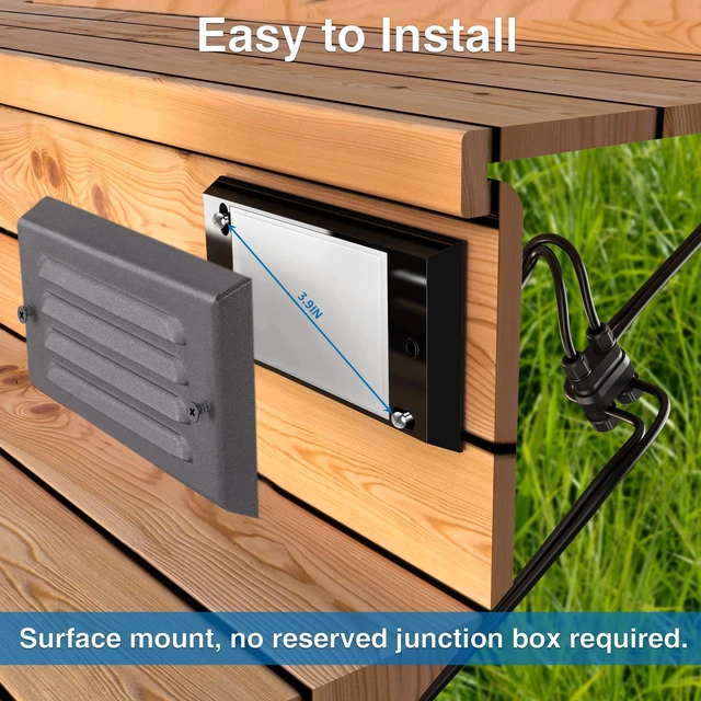 Alt view image 3 of 7 - SUNVIE 5W Low Voltage Step Lights 6 Inch Outdoor Aluminum Brown, 12-Pack | Landscape lights, 12-24V AC/DC, 3.2FT ETL Listed Wire, with Fastlock2 Connectors, Horizontal Louver, for Stairs, Step, Fences