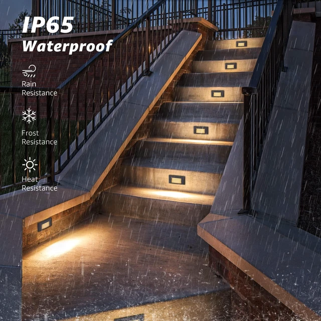 Alt view image 4 of 7 - SUNVIE 5W Low Voltage Step Lights 6 Inch Outdoor Aluminum Brown, 12-Pack | Landscape lights, 12-24V AC/DC, 3.2FT ETL Listed Wire, with Fastlock2 Connectors, Horizontal Louver, for Stairs, Step, Fences