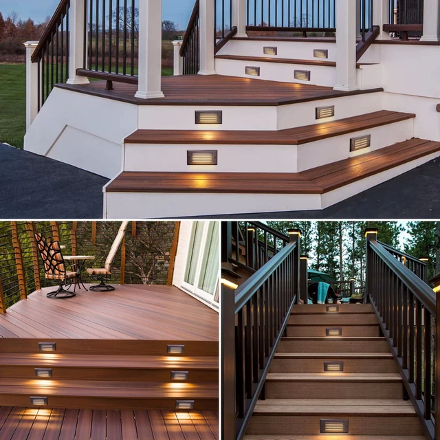 Alt view image 7 of 7 - SUNVIE 5W Low Voltage Step Lights 6 Inch Outdoor Aluminum Brown, 12-Pack | Landscape lights, 12-24V AC/DC, 3.2FT ETL Listed Wire, with Fastlock2 Connectors, Horizontal Louver, for Stairs, Step, Fences