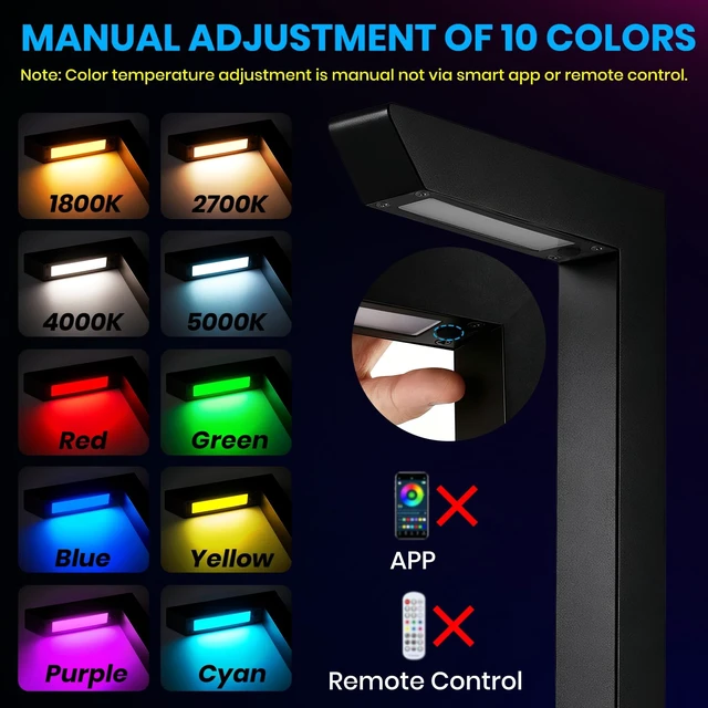 Alt view image 3 of 7 - ZestPatio Plug in Outdoor RGB Landscape Pathway Lights Kit with Timer | Total 20W, 44.3Ft, Color Changing Landscape Lights for Outdoor Path Walkway Driveway of Christmas, Aluminum, Black, Set of 4