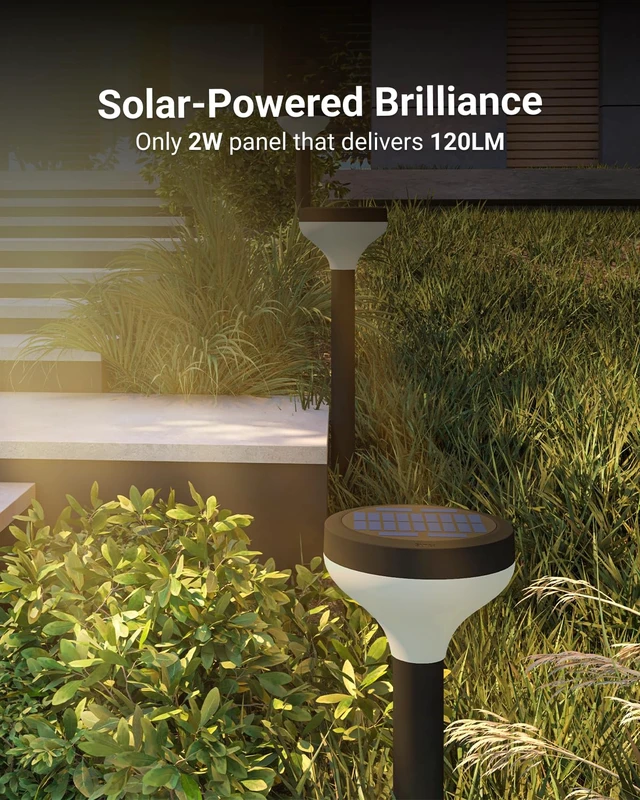 Alt view image 2 of 7 - Sunco 6 Pack Round Solar Pathway Lights Outdoor, Dimmable, 2CCT | Bright 120 Lumens, 2700K/4000K, Backyard Landscape Lighting, for Walkways, for Garden Accents, Driveways