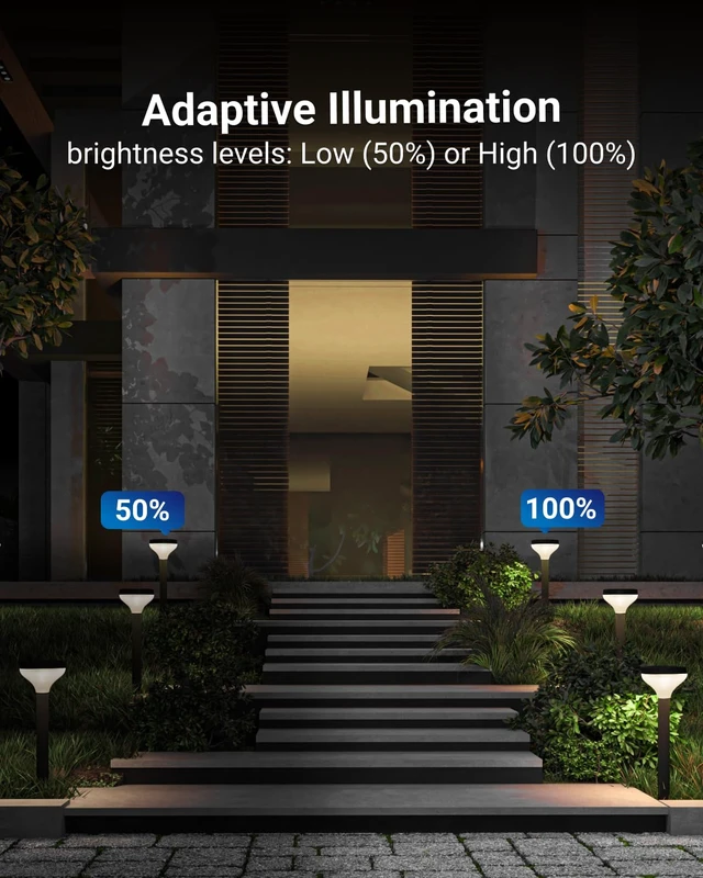 Alt view image 3 of 7 - Sunco 6 Pack Round Solar Pathway Lights Outdoor, Dimmable, 2CCT | Bright 120 Lumens, 2700K/4000K, Backyard Landscape Lighting, for Walkways, for Garden Accents, Driveways
