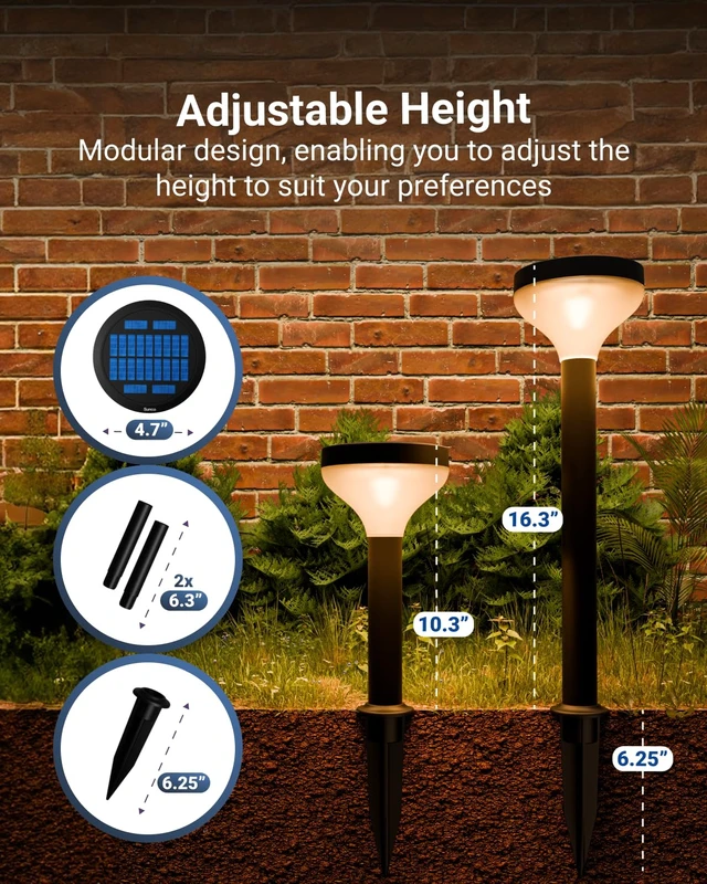 Alt view image 4 of 7 - Sunco 6 Pack Round Solar Pathway Lights Outdoor, Dimmable, 2CCT | Bright 120 Lumens, 2700K/4000K, Backyard Landscape Lighting, for Walkways, for Garden Accents, Driveways