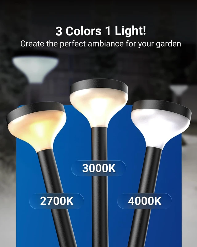 Alt view image 5 of 7 - Sunco 6 Pack Round Solar Pathway Lights Outdoor, Dimmable, 2CCT | Bright 120 Lumens, 2700K/4000K, Backyard Landscape Lighting, for Walkways, for Garden Accents, Driveways