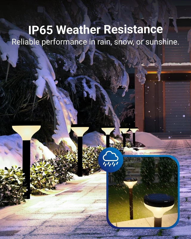 Alt view image 6 of 7 - Sunco 6 Pack Round Solar Pathway Lights Outdoor, Dimmable, 2CCT | Bright 120 Lumens, 2700K/4000K, Backyard Landscape Lighting, for Walkways, for Garden Accents, Driveways