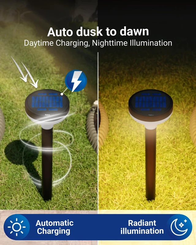 Alt view image 7 of 7 - Sunco 6 Pack Round Solar Pathway Lights Outdoor, Dimmable, 2CCT | Bright 120 Lumens, 2700K/4000K, Backyard Landscape Lighting, for Walkways, for Garden Accents, Driveways