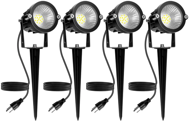 Main image of Outdoor Spotlight Cool White 6000K, 10W LED Spot Lights Outdoor for Yard Garden Tree, 120V Plug in Landscape Lighting with IP65 Waterproof for Halloween Christmas Decor, 4 Pack