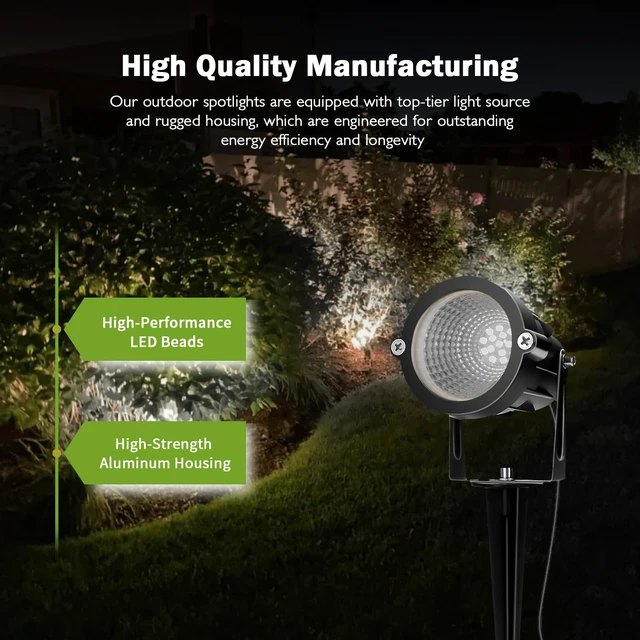 Alt view image 3 of 7 - Outdoor Spotlight Cool White 6000K, 10W LED Spot Lights Outdoor for Yard Garden Tree, 120V Plug in Landscape Lighting with IP65 Waterproof for Halloween Christmas Decor, 4 Pack