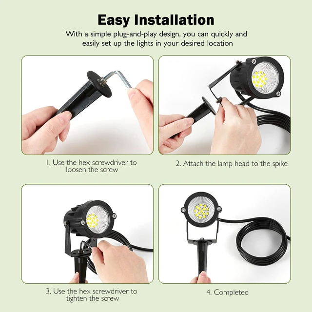Alt view image 5 of 7 - Outdoor Spotlight Cool White 6000K, 10W LED Spot Lights Outdoor for Yard Garden Tree, 120V Plug in Landscape Lighting with IP65 Waterproof for Halloween Christmas Decor, 4 Pack