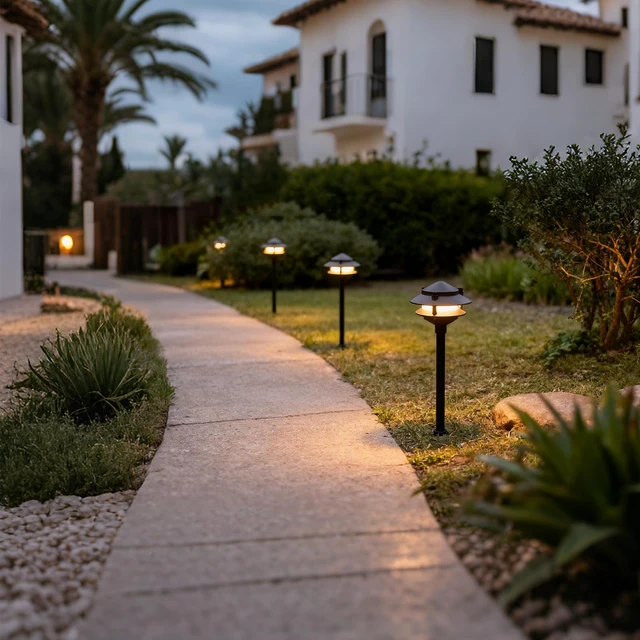 Alt view image 5 of 7 - MANUFACTURING 12V Low Voltage LED Landscape Path Lights 2.2W 32LM 4PK | 3100K Warm White 2-Tier Die-Cast Metal Black Pathway Lights With Stakes IP65 Weatherproof For Walkways Gardens Driveways Yard
