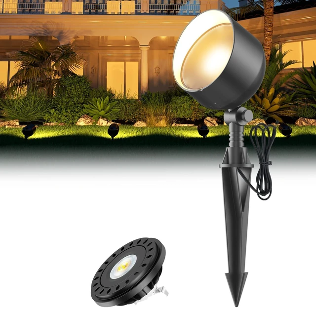 Main image of Outdoor Spotlight 10W with PAR36 LED Landscape Bulb 2700K 12V 1Pc | 12-24V, 2700K Warm White, 850lm Low Voltage Landscape Lighting, G53 Base IP65 Aluminum Uplight Outdoor Flood Light for Patio