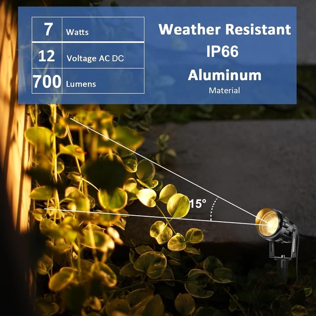 Alt view image 5 of 7 - AHSELLUS Low Voltage Landscape Lights with Connectors Outdoor: 7W 700LM LED Landscape Lighting for Tree Garden Yard Pathway | 12V 24V Warm White 3000K Spotlights | IP66 Waterproof | 8 Pack