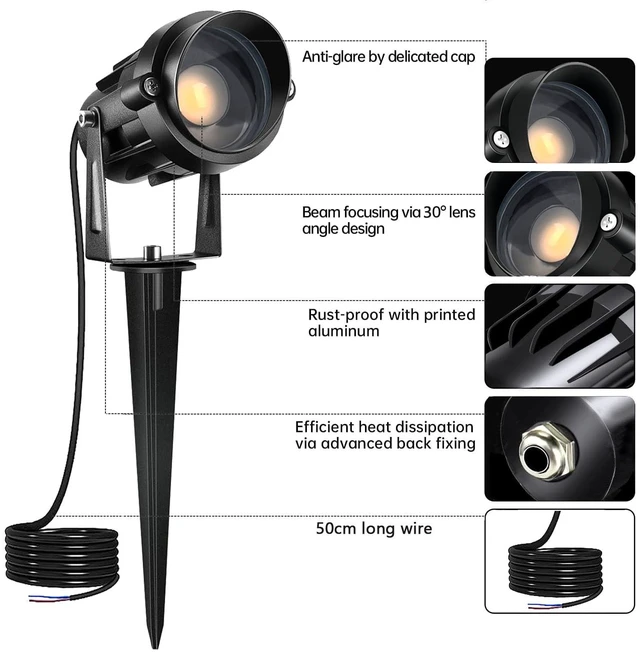 Alt view image 4 of 7 - AHSELLUS Low Voltage Landscape Lights with Connectors Outdoor: 7W 700LM LED Landscape Lighting for Tree Garden Yard Pathway | 12V 24V Warm White 3000K Spotlights | IP66 Waterproof | 8 Pack
