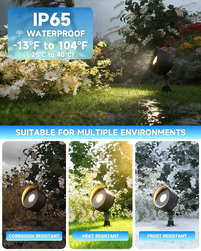 Alt view image 4 of 7 - Outdoor Spotlight 10W with PAR36 LED Landscape Bulb 2700K 12V 1Pc | 12-24V, 2700K Warm White, 850lm Low Voltage Landscape Lighting, G53 Base IP65 Aluminum Uplight Outdoor Flood Light for Patio