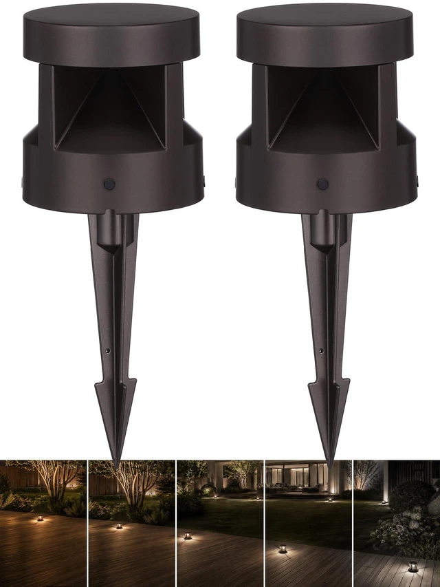 Main image of 2-Pack 4 Inch 5CCT Low Voltage Pathway Lights, LED Landscape Light | Low-Profile Bollard, Anti-Glare, Stake Mount & Surface Mount, 5CCT, 12-24V, CRI90, for Lawn Yard Fence, IP65, ETL, Aluminum