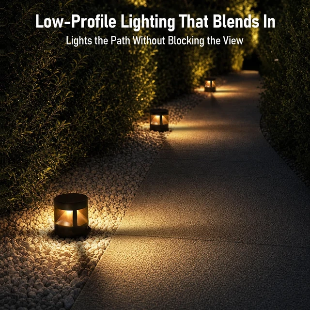 Alt view image 3 of 7 - 2-Pack 4 Inch 5CCT Low Voltage Pathway Lights, LED Landscape Light | Low-Profile Bollard, Anti-Glare, Stake Mount & Surface Mount, 5CCT, 12-24V, CRI90, for Lawn Yard Fence, IP65, ETL, Aluminum