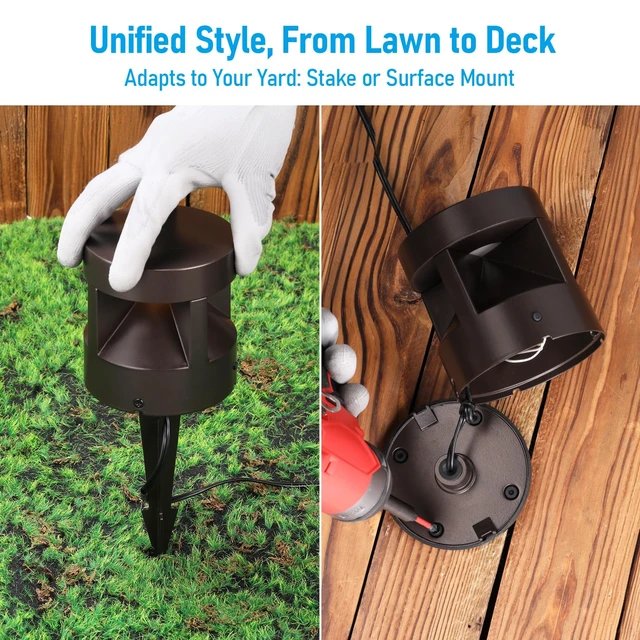 Alt view image 2 of 7 - 2-Pack 4 Inch 5CCT Low Voltage Pathway Lights, LED Landscape Light | Low-Profile Bollard, Anti-Glare, Stake Mount & Surface Mount, 5CCT, 12-24V, CRI90, for Lawn Yard Fence, IP65, ETL, Aluminum