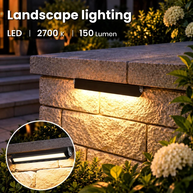 Alt view image 2 of 7 - Solpex Retaining Wall Lights, 7 Inch Hardscape Lighting 12 Pack | 2700K LED Low Voltage Landscape Lighting, Outdoor Step Lights IP65 Waterproof, Outdoor Lights for Patio Stairs Deck